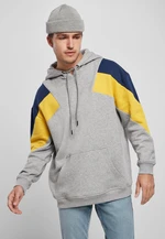 Oversize 3-Tone Hoody šedá/medová/tmavě modrá