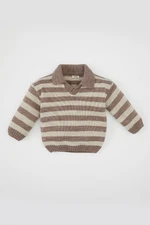 DEFACTO Baby Boy Polo Collar Striped Knitwear Sweater