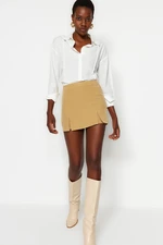 Trendyol Brown Double Slit Super Mini Woven Shorts Skirt