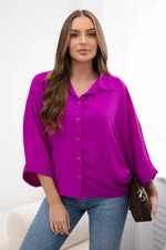 Oversized blouse with button fasteners in dark purple color