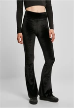 Women's high-waisted velvet leggings black