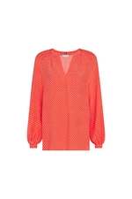 Tommy Hilfiger Blúzka - ALYA V-NECK LS BLOUSE oranžová