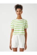 Koton Striped Crewneck Short Sleeved Basic T-Shirt