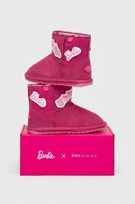 Dětské semišové zimní boty Emu Australia x Barbie, Wallaby Mini Play růžová barva