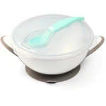 BabyOno Be Active Suction Bowl with Spoon jedálenská sada pre deti Grey 6 m+ 2 ks