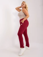 Burgundy cotton women's sweatpants plus size