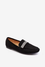 Women's loafers with cubic zirconia Black Ralrika