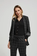 Checkered blazer with rolled-up sleeves