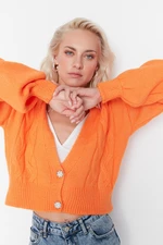 Trendyol Orange Crop Soft Textured Knitwear Cardigan