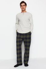 Trendyol Khaki Comfort Fit Plaid Woven Pajama Bottoms