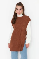 Trendyol Tie Waist Brown Hairstyle Knitwear Sweater