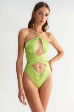 Trendyol X Zeynep Tosun Light Green Window/Cut Out Detailed Swimsuit
