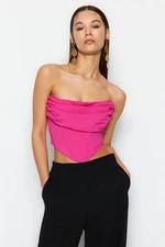 Trendyol Pink Crop Lined Knitted Corset Detailed Bustier