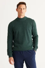 AC&Co / Altınyıldız Classics Men's Green Recycle Standard Fit Regular Cut Half Turtleneck Cotton Jacquard Knitwear Sweater.