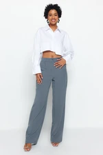 Trendyol Indigo High Waist Wide Leg/Wide Leg Pleated Woven Trousers