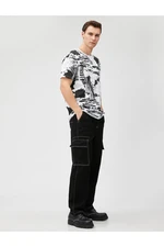 Koton T-Shirt with an Abstract Print Crew Neck Short Sleeve