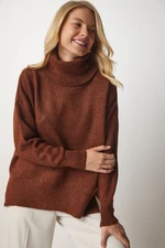 Happiness İstanbul Women's Brown Turtleneck Knitwear Sweater