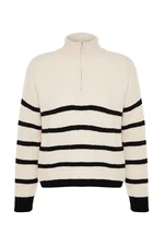 Trendyol Stone Soft Texture Zippered Knitwear Sweater