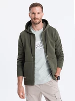 Ombre Men's unbuttoned hooded sweatshirt - olive