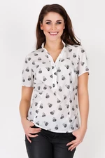 Awama Woman's Shirt A89 Ecru/Pattern