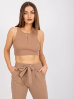 Camel top with zippers Riley RUE PARIS