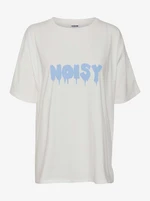 White loose T-shirt with Noisy May Mida - Women