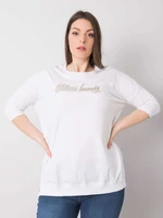 Oversized white women's blouse with inscription