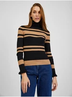 Orsay Brown-Black Ladies Striped Sweater - Women