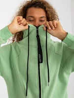 Light green long zippered base sweatshirt with pockets RUE PARIS