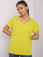 Cotton V-neck T-shirt, light green