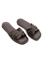 Marjin Women's Genuine Leather with Eva Sole. Daily Slippers. Generic Brown.