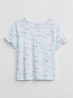 Svetlomodré dievčenské vzorované tričko s volánmi GAP