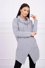 Tunic with a clutch on the front Oversize gray