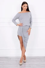 Asymmetrical dress, 3/4 sleeve grey