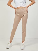 Beige ladies slim fit pants in suede finish Guess Maya - Ladies