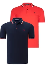 DUAL SET T8594 DEWBERRY MENS T-SHIRT-NAVY BLUE-POMEGRANATE