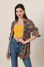 By Saygı Floral Pattern Oversized Shirt Blue