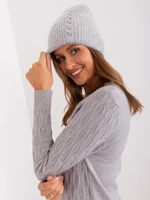 Grey women's winter hat with angora