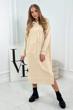 Long dress with hood light beige