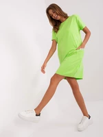 Light green basic dress with a round neckline