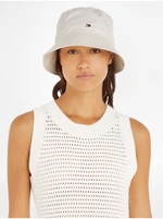 White Women's Hat Tommy Hilfiger Essential Flag Bucket Hat - Women