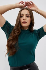 Blouse with openwork sleeves Moodo - green