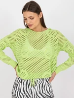 Light green oversized openwork sweater with hood RUE PARIS