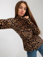 Velour blouse with camel and black print from RUE PARIS