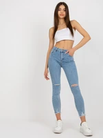 Women's blue jeans fitted fit