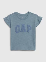 Light blue girls' T-shirt with ruffles GAP