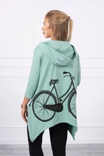 Sweatshirt with a dark mint cycling print