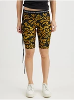 Yellow and Black Women's Patterned Short Leggings Versace Jeans Couture