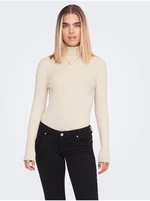 Beige Women's Ribbed Turtleneck ONLY Karol - Ladies