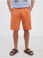 Oranžové pánské kraťasy s příměsí lnu Pepe Jeans - Pánské